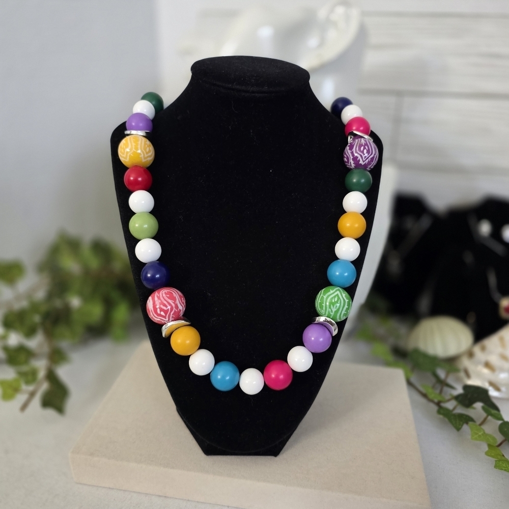 Vintage Acrylic Colorful Bead Necklace